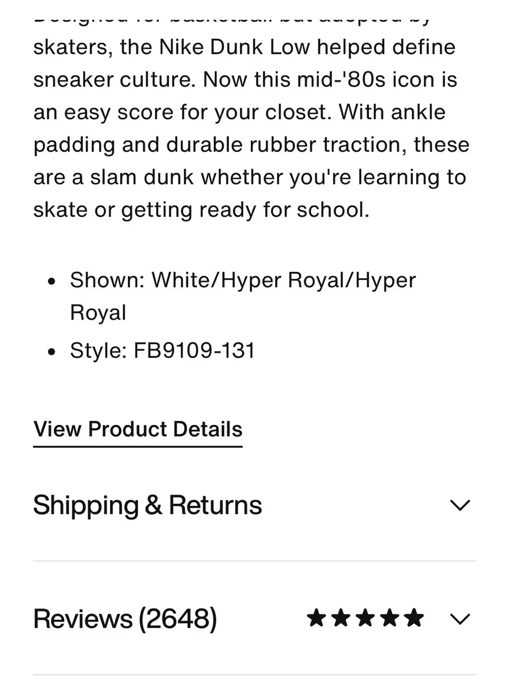Nike Dunk Royal Blue and White Low-Top Sneakers